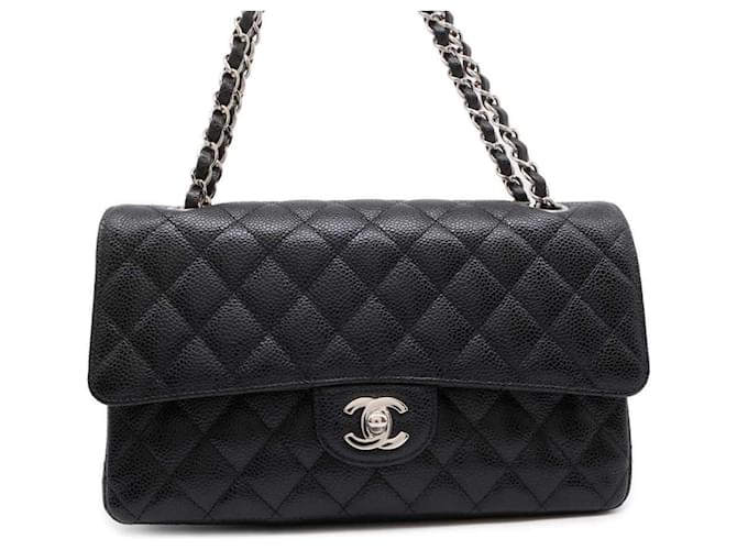 Chanel Black Caviar Leather Chain Shoulder Bag ref.JC1432746 (Sold
