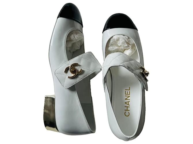 靴 CHANEL mary jane flat shoes black white Chanel Mary Jane. Size 38 EU | eBay