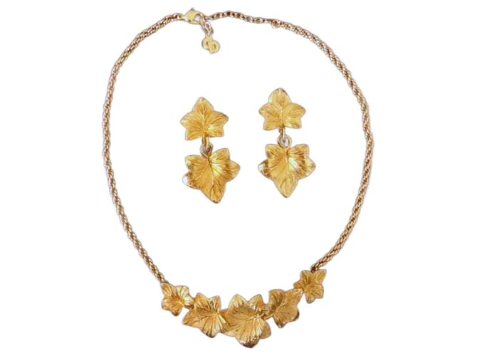 Parure Bijoux Dorée - Collier Et Boucles D'oreilles Clips - Occasion