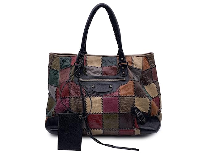 Balenciaga Multicolor Leather Patchwork Large Sunday Tote