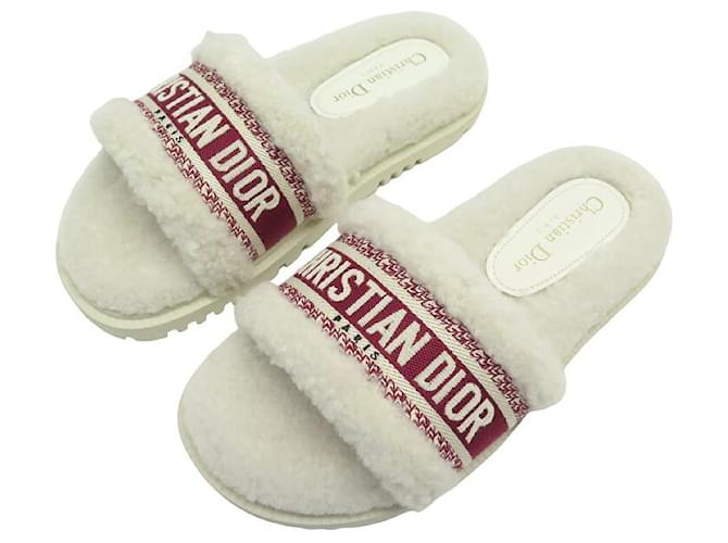 NINE CHRISTIAN DIOR DWAY SLIDE SHEARLING MULES NEW SHOES