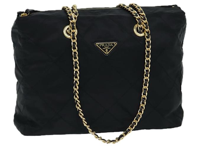 PRADA Chain Shoulder Bag Nylon Black Auth fm3521 ref.JC1441469