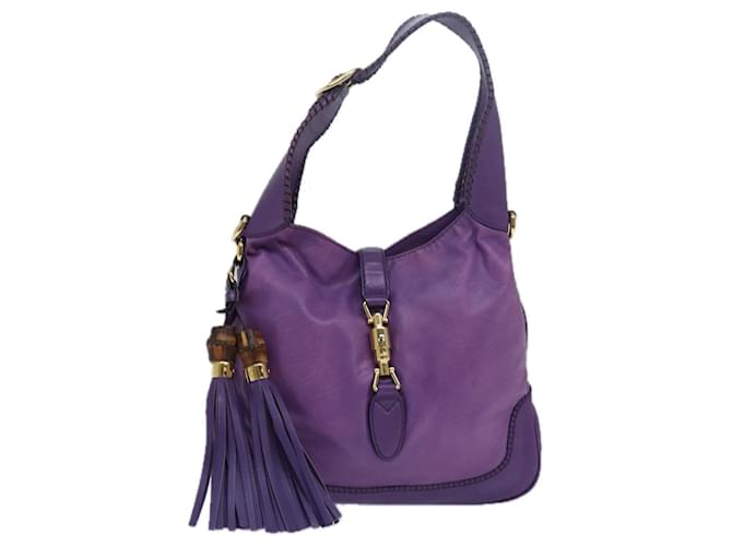 GUCCI Jackie Shoulder Bag Leather 2way Purple 219725 Auth ki4655