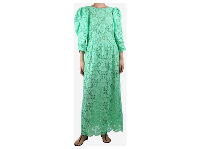Stella Nova Abito maxi in pizzo verde con schiena a V taglia L