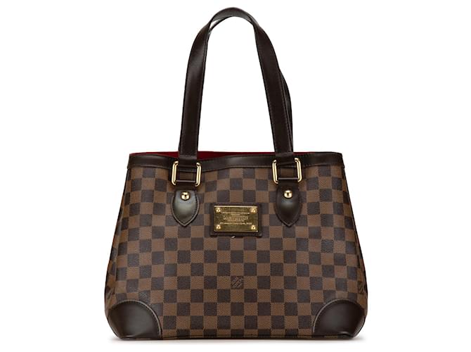 Braune Louis Vuitton Damier Ebene Hampstead PM Tote Tasche Leder 