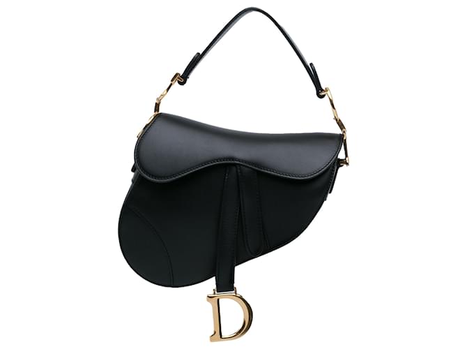 Dior Black Mini Leather Saddle Bag Pony-style calfskin