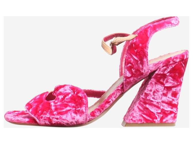 Dries Van Noten Pink velvet sandal heels - size EU 40 ref.1445507