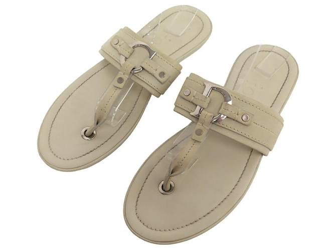 CHRISTIAN DIOR SHOES SANDALS FLIP FLOPS LOGO D 39.5 LEATHER