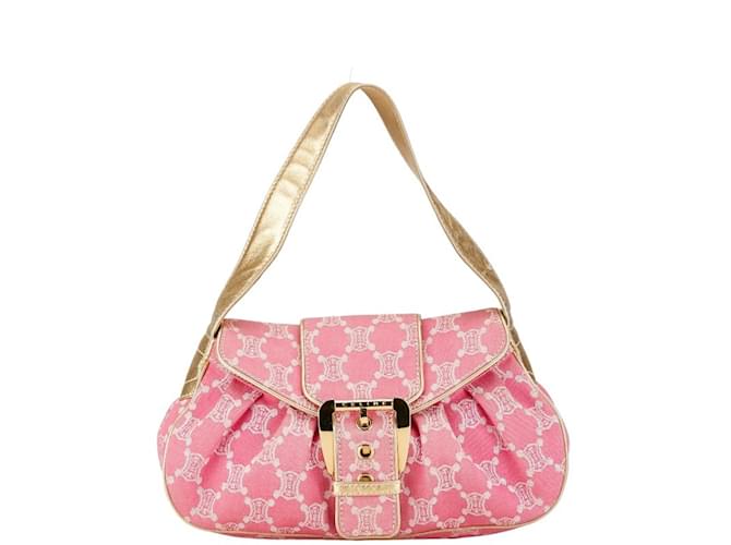 Céline Celine Paris Macadam Shoulder Bag in Pink and Gold