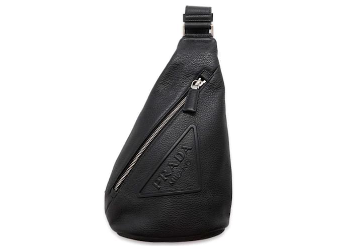 PRADA セール★ 2MC069 Prada Body Bag Triangle Leather 2VZ098 Black ref.1449069