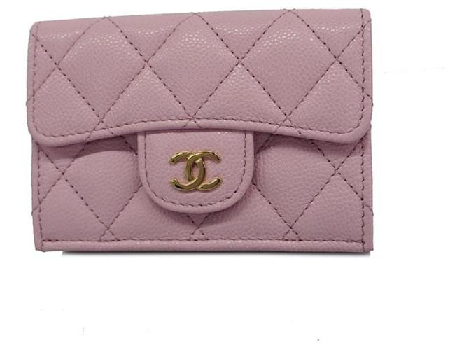 Chanel Pink Caviar Leather Tri-fold Wallet Joli Closet