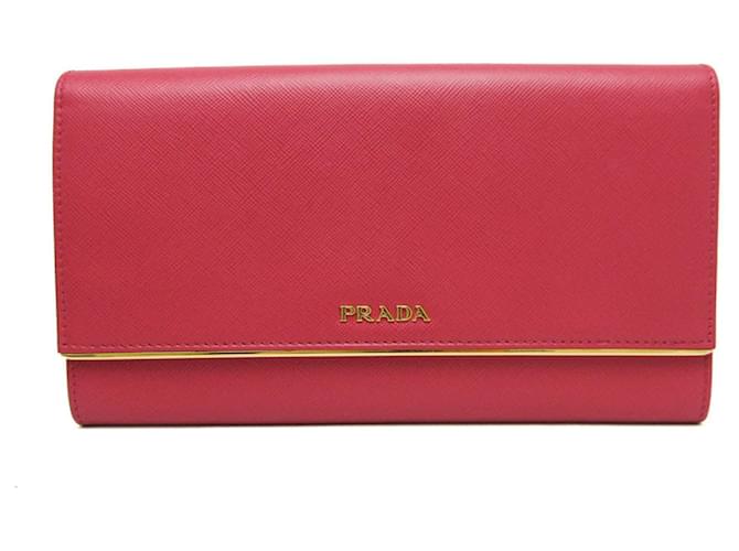 Prada Saffiano Metal Long Wallet in Peonia Pink Leather ref