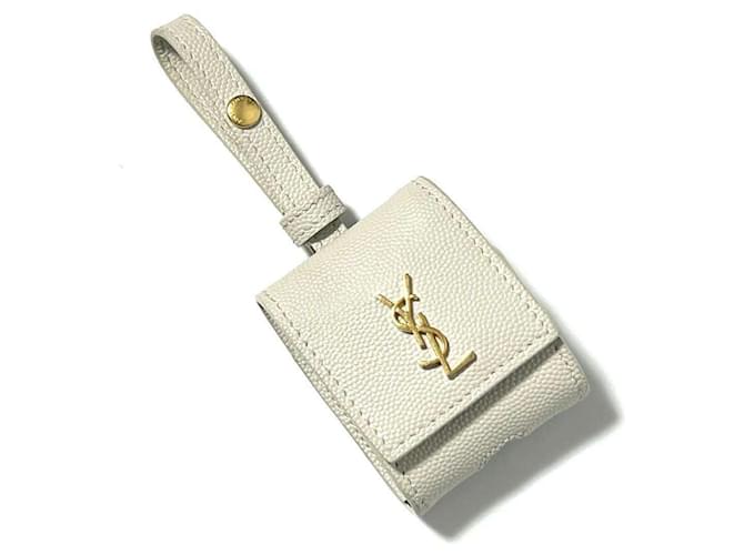YVES SAINT LAURENT AirPodsケース Étui pour écouteurs AirPods Yves Saint Laurent Cuir Blanc cassé