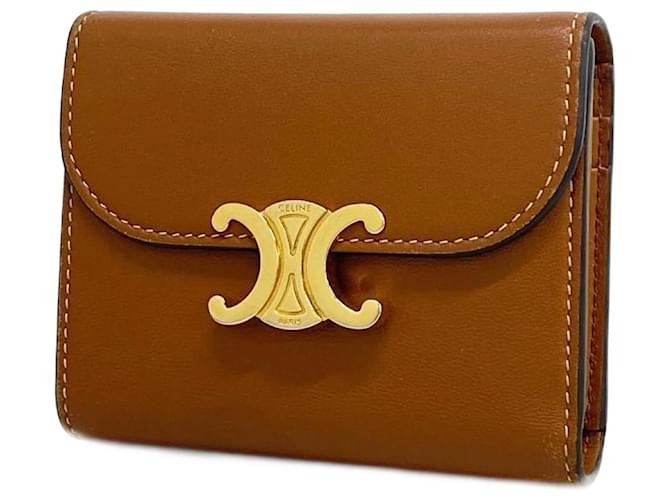 Céline Celine Tri-fold Wallet in Brown Leather Joli