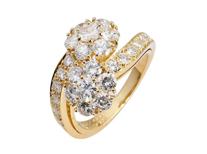 Bague Ancienne En Or 18 Carats - Motif Fleurettes, Taille 58, Occasion