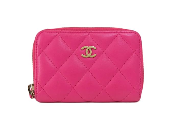 Chanel Matelasse Coin Purse Pink Leather Joli Closet