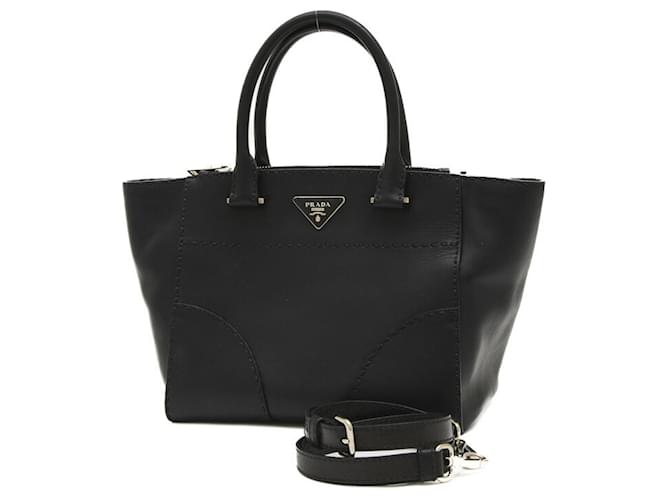 Prada 2Way Bag City Calf Black B2861K Leather ref.1462891