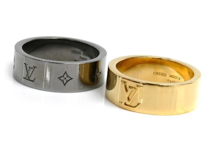 【Louis Vuitton】 Instinct Rings Gold & Silver (Set of 2) LOUIS VUITTON Metal LV Instinct Set of 2 Rings L 63/10.25
