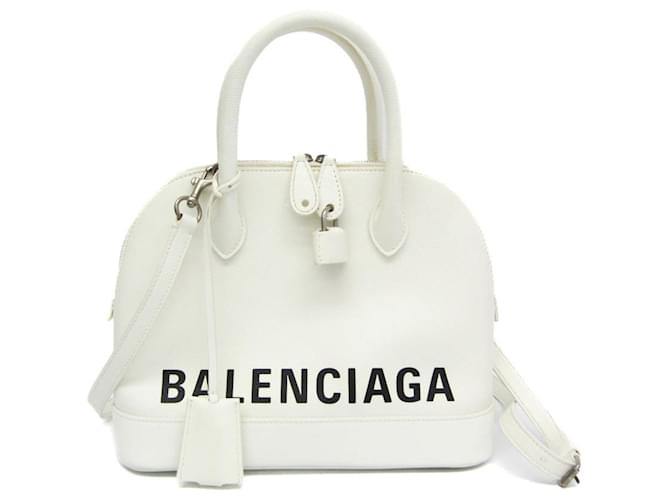 Balenciaga VILLE TOP HANDLE S Leather Handbag White ref.1464567