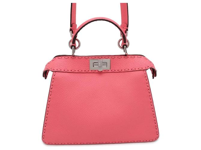 Fendi Handbag Selleria Peekaboo ISEEU Small Pink Leather ref