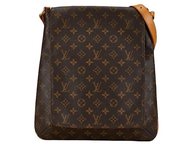 Schultertasche Musette Monogram Louis Vuitton Braun Leder 