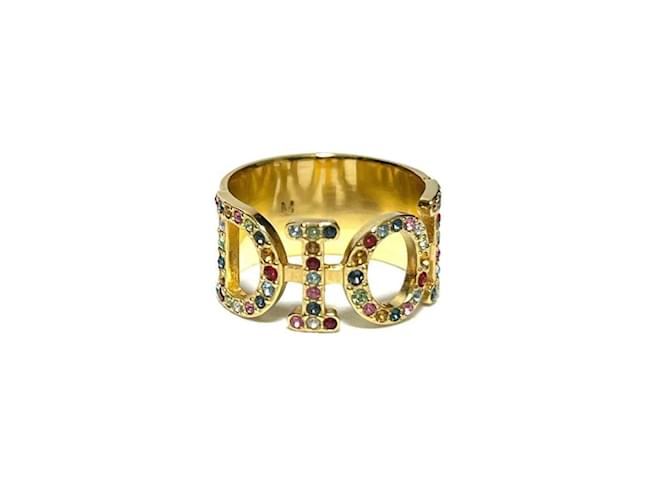 Dior Christian Dio (r) evolution ring gold rhinestone logo