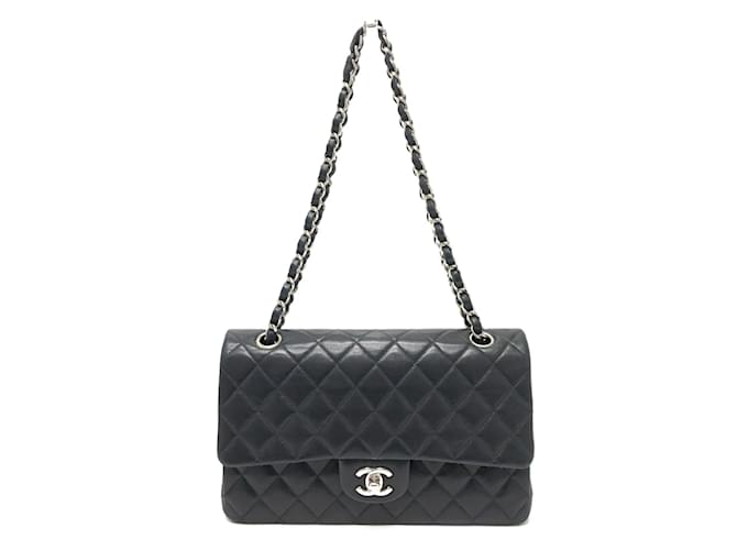 C⭐️HANEL ブラック レディース A01112 Chanel A01112 Double Chain W Flap Shoulder Bag Black Leather ref