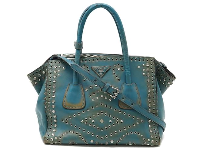 Prada Vitello Vintage Handbag Blue Leather ref.1469746 - Joli Closet