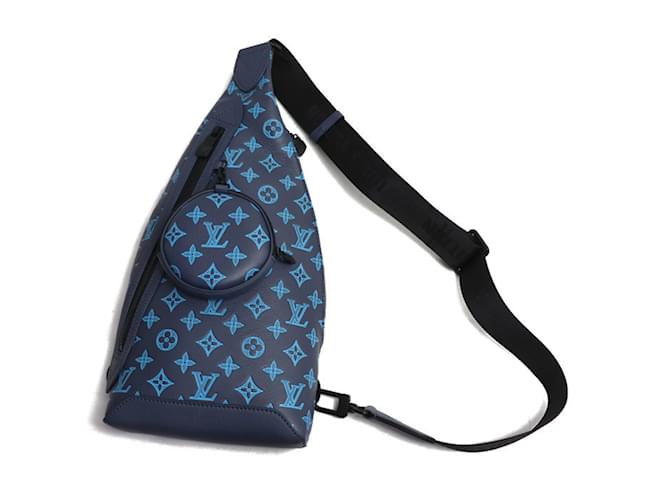 Louis Vuitton Duo Sling Bag Black Blue Navy blue Leather ref