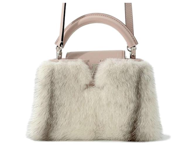 Louis Vuitton Capucines MINI Handbag Pink Leather Fur