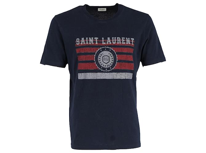 Tシャツ・カットソー Saint Laurent Navy blue cotton blend shirt Saint Laurent Navy Malibu T-Shirt – BlackSkinny