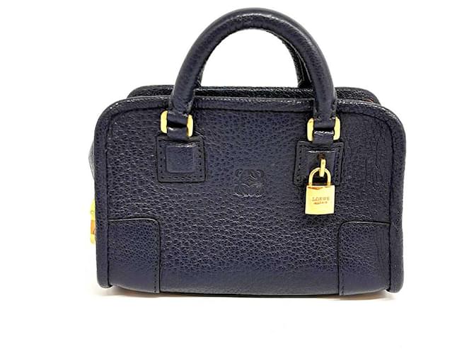 【LOEWE】Loewe amazona leather mini bag★ショルダー Loewe Micro Mini Amazona Handbag Navy Blue Leather ref