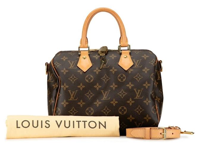 Louis Vuitton Monogram Speedy Bandouliere 25 Handbag Brown Leather