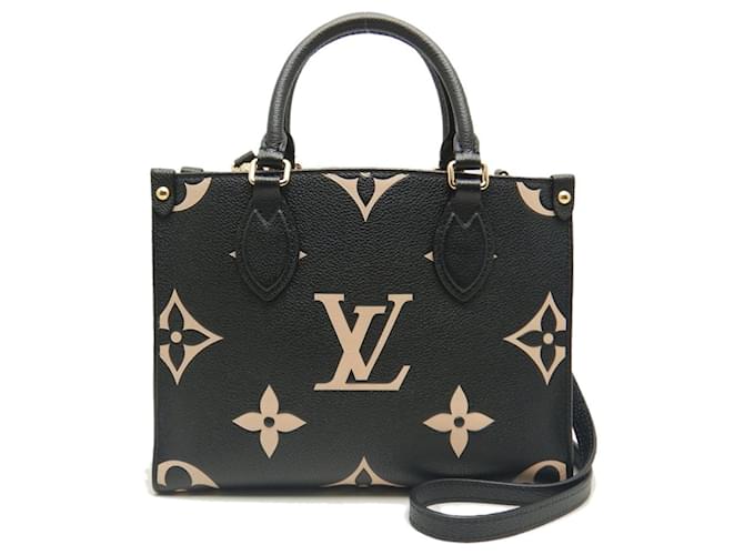 Louis Vuitton Bicolor Monogram On the Go PM Tote Bag Schwarz Beige  