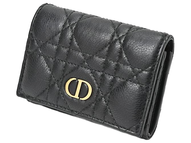 Christian Dior Dior Caro Glycine Wallet Black Leather ref.1485729