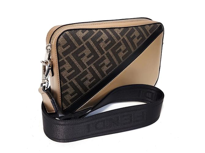 Fendi Diagonal Camera Bag Brown Leather Plastic ref.1486130 - Joli
