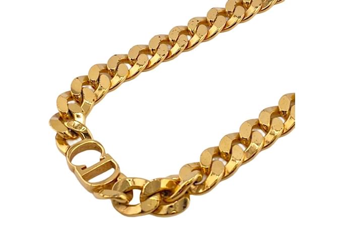 Christian Dior CD ICON Chain Link Necklace Golden Metal ref