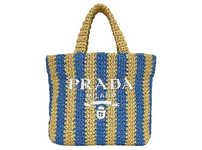 Prada Blue Nylon and Leather Shoulder Tote Bag ref.1853583