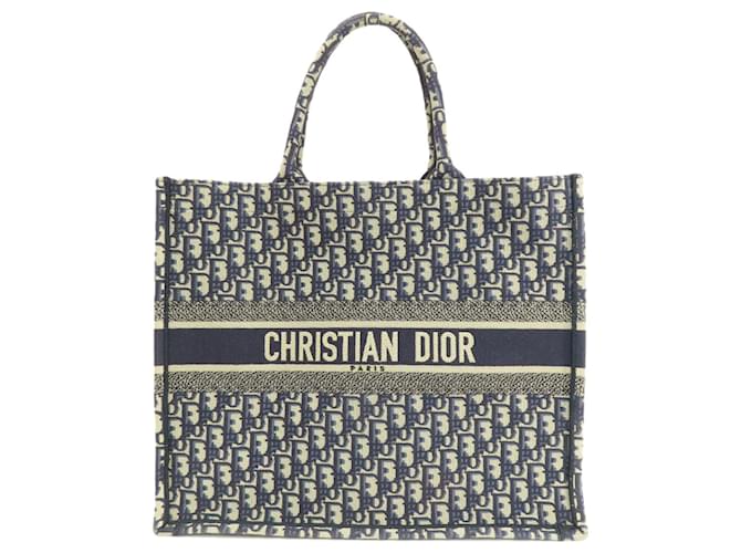 Christian Dior Book Tote Bag Navy blue Cloth ref.1489621 - Joli Closet