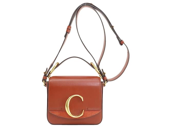 Chloé Long Shoulder C Tasche Braun Leder Joli Closet