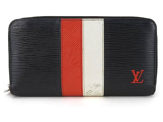 Louis Vuitton Long Wallet Zippy M62983 Black White Red Leather ref