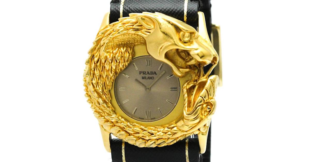 Orologio da uomo in pelle placcato oro Dragon di Prada ref.1491264 Joli Closet