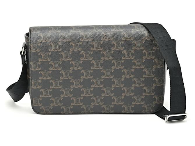 Céline Celine Black Canvas and Calfskin Messenger Bag