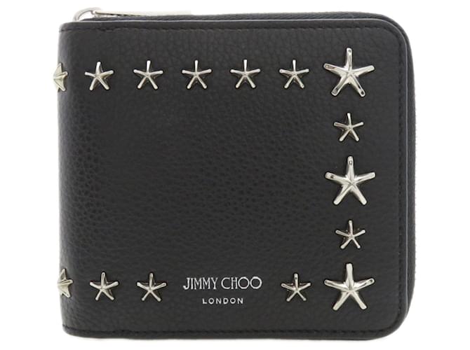 Jimmy Choo Star Motif Bi-fold Wallet Black Leather ref