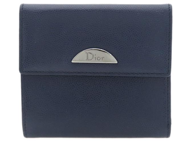 Christian Dior Navy Leather Bi-Fold Wallet Navy blue ref.1493802 - Joli ...