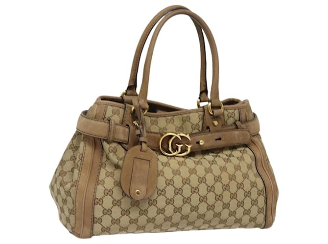 GUCCI GG Canvas Running Hand Bag Beige 247183 Auth yk13303 Cloth