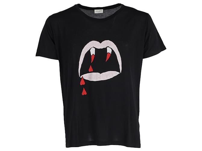 Saint Laurent Vampire T-Shirt in Black Cotton ref.1495446