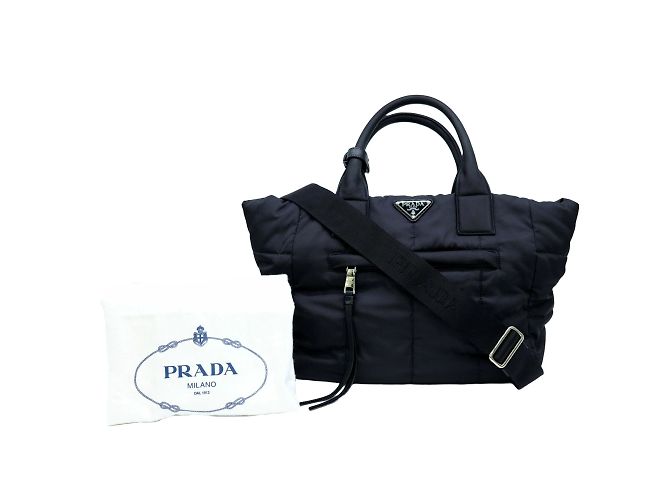 Tote Prada Tessuto Bomber Shoulder Handbag Black Nylon ref  display picture 1