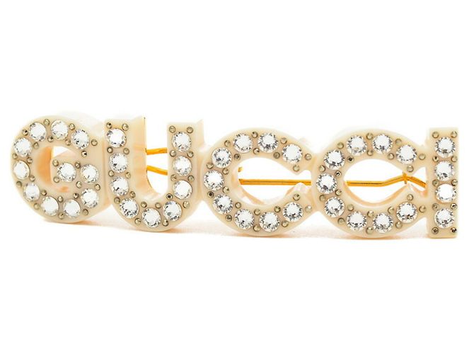 Gucci Rhinestone Hair Clip Barrette White Plastic ref  display picture 2