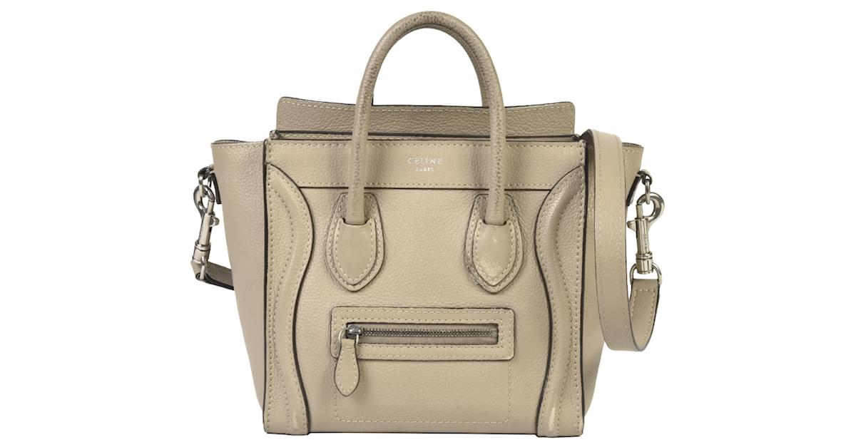 Celine Celine Luggage Nano Shopper Shoulder Bag Beige Leather ref.1504369 Joli Closet